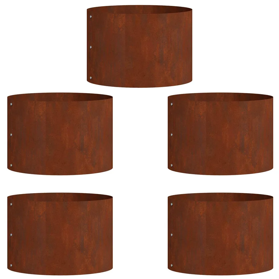 Anneau de jardinière 5 pc Rouillé 30 x 30 x 20 cm Acier patiné - 2