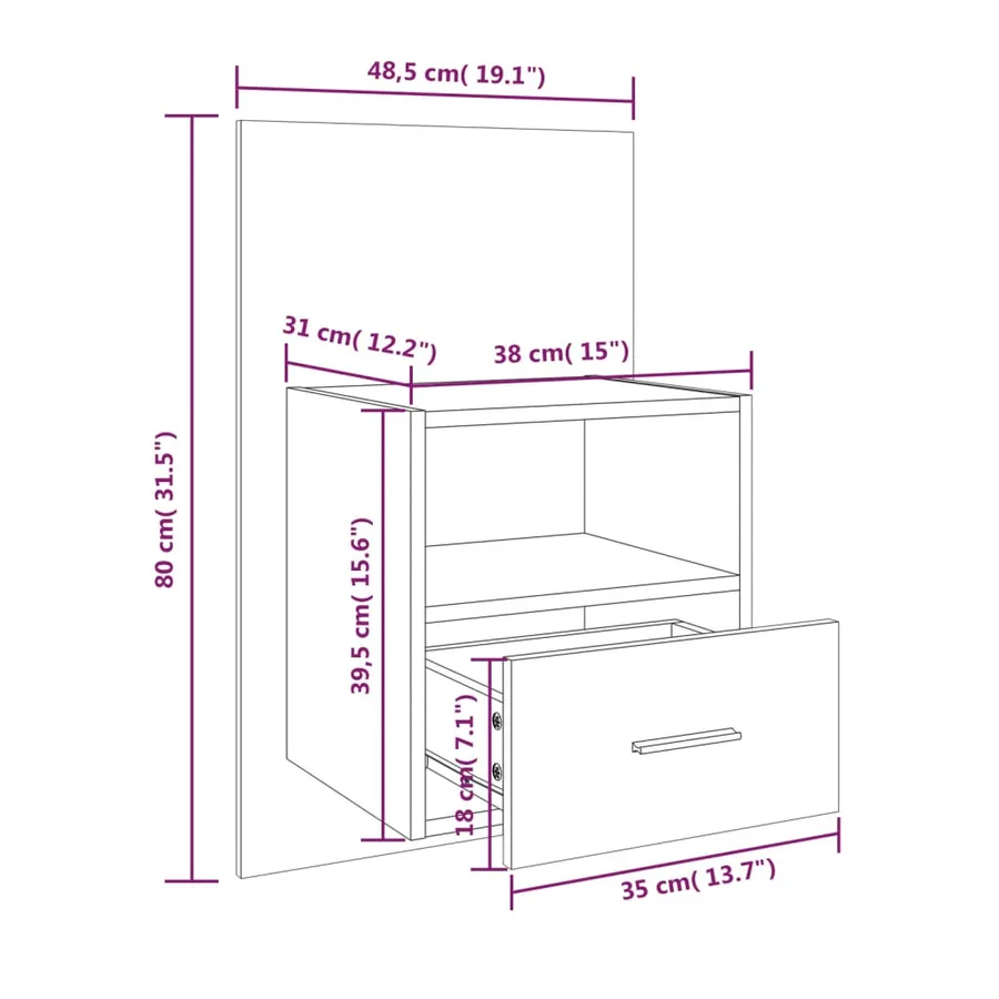 Tables de chevet murales 2 pcs Chêne fumé - 10