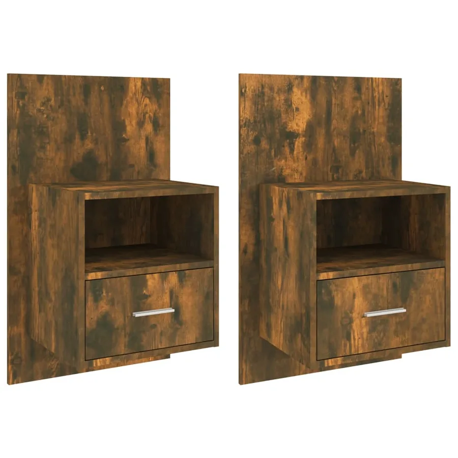 Tables de chevet murales 2 pcs Chêne fumé - 2