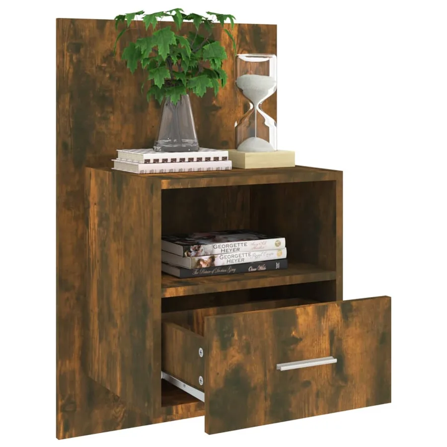 Tables de chevet murales 2 pcs Chêne fumé - 9