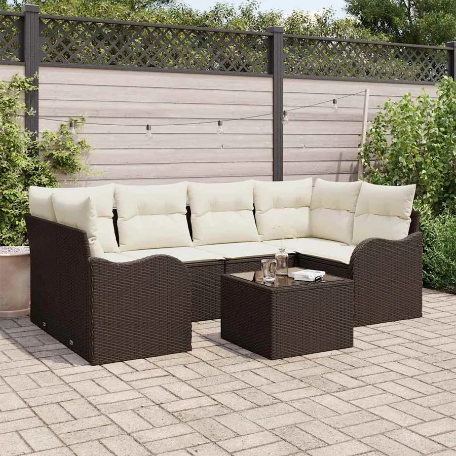 Ensemble de canapé de jardin Marron 55 x 55 x 37 cm polyrotin