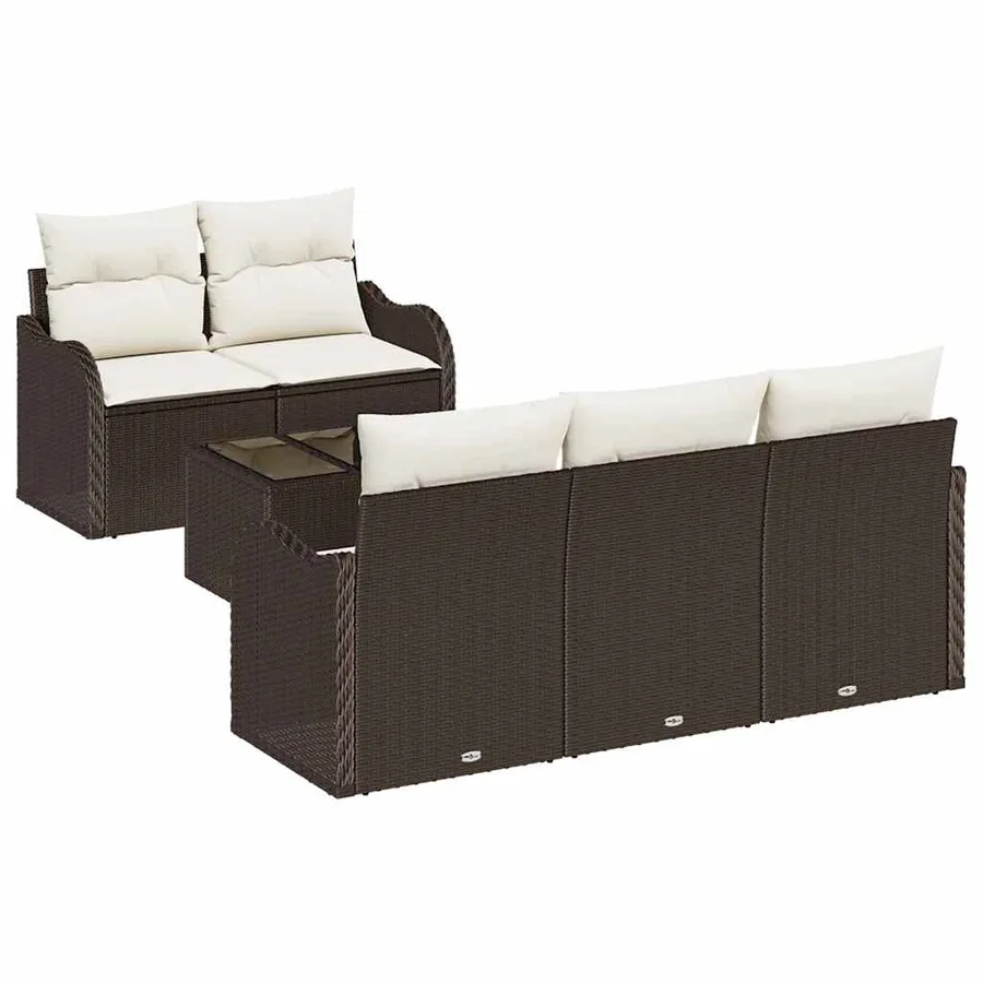 Ensemble de canapé de jardin avec coussin 6 pcs Marron et Crème - 2