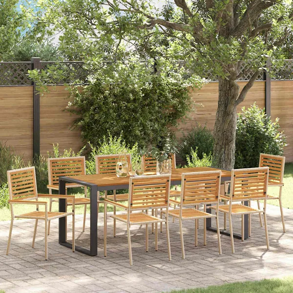 Ensemble de salle à manger pour jardin 9 pcs Beige et Marron