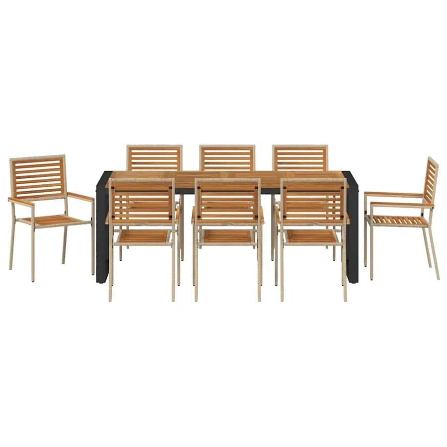 Ensemble de salle à manger pour jardin 9 pcs Beige et Marron - 7