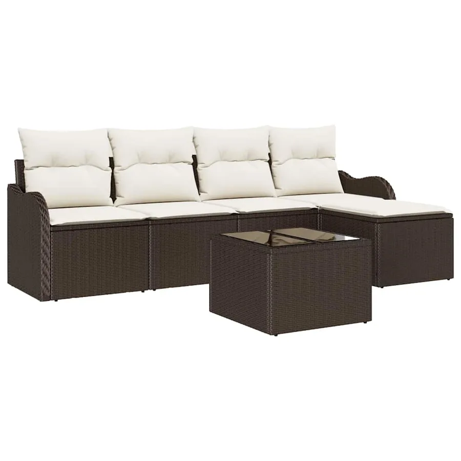 Ensemble de canapé de jardin avec stockage 6 pcs Gris polyrotin - 2