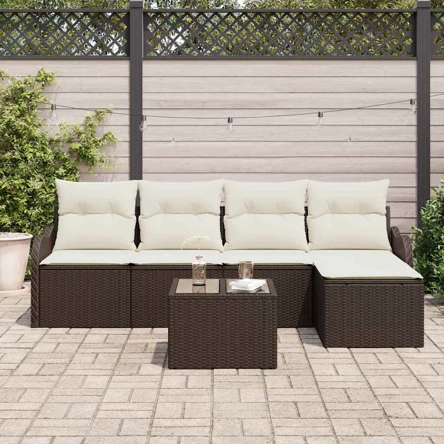 Ensemble de canapé de jardin avec stockage 6 pcs Gris polyrotin - 3