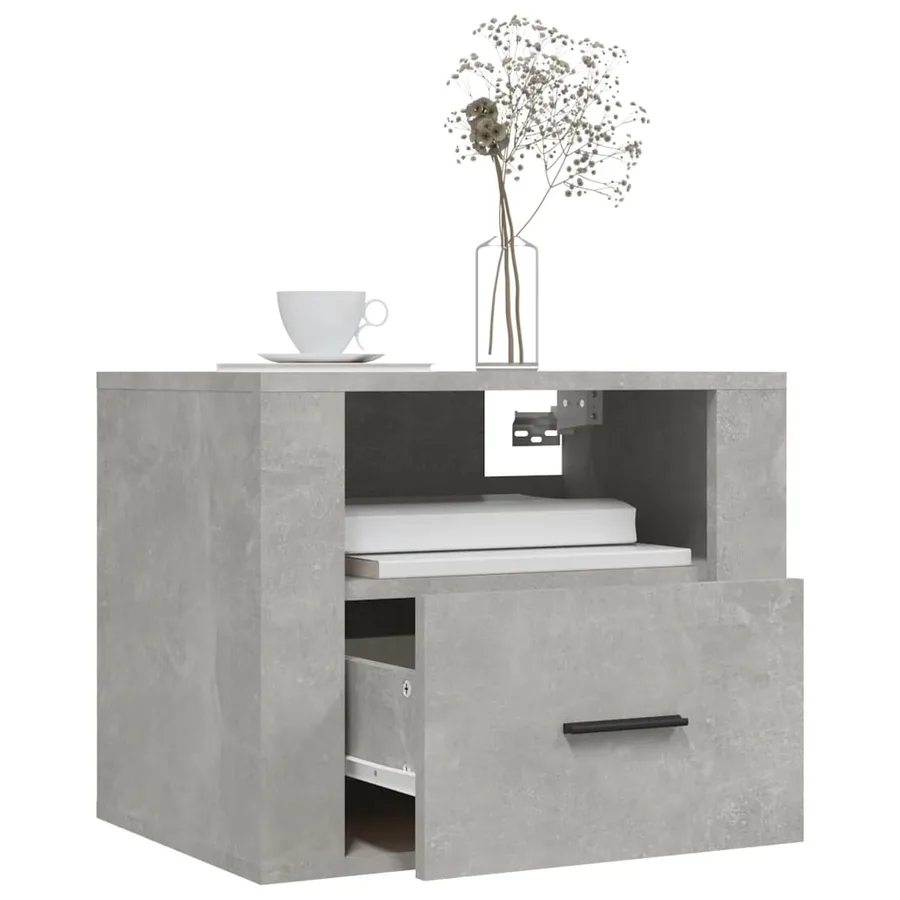 Table de chevet murale Gris béton 50x36x40 cm - 4