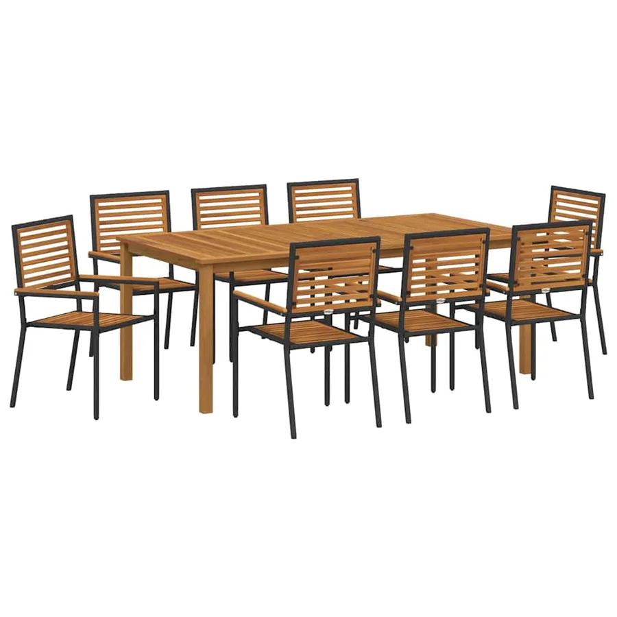 Ensemble de salle à manger pour jardin 9 pcs Noir - 5