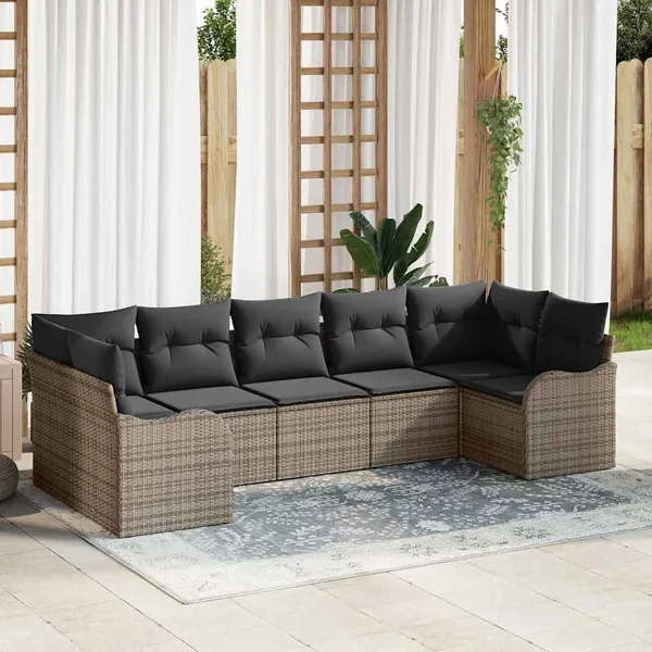 Ensemble de canapé de jardin Gris polyrotin