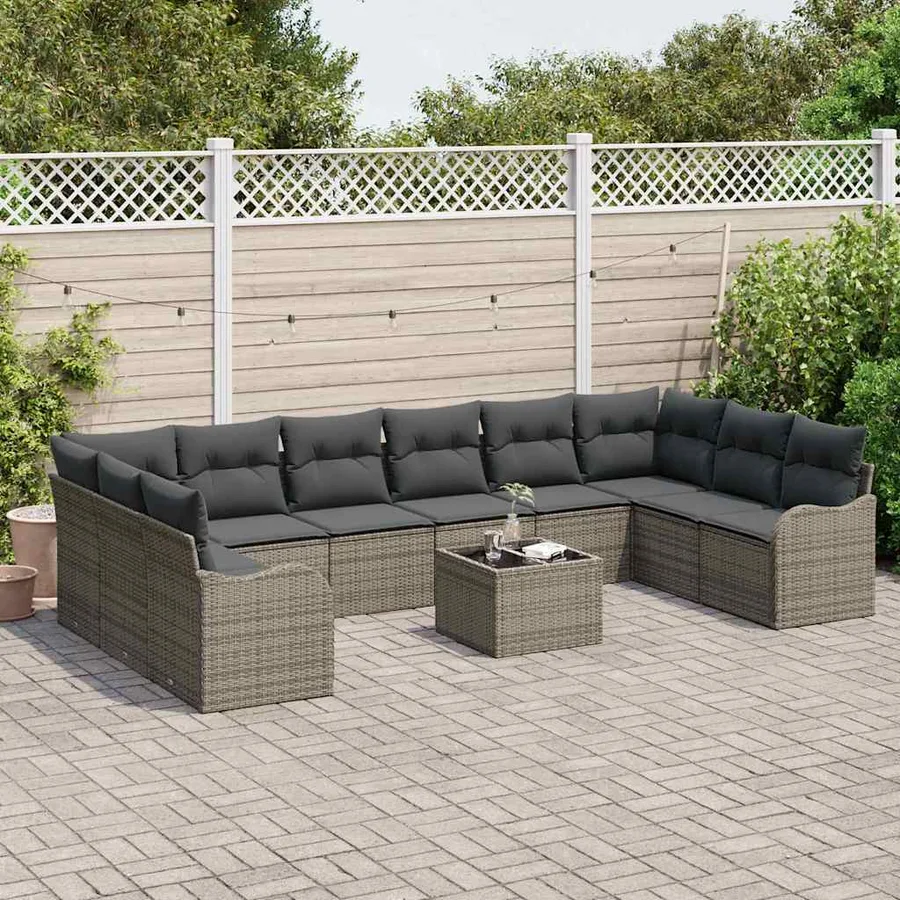 Ensemble de canapé de jardin Gris 55 x 55 x 37 cm polyrotin - 3
