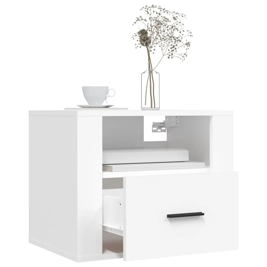 Tables de chevet murales 2 pcs Blanc 50x36x40 cm - 4