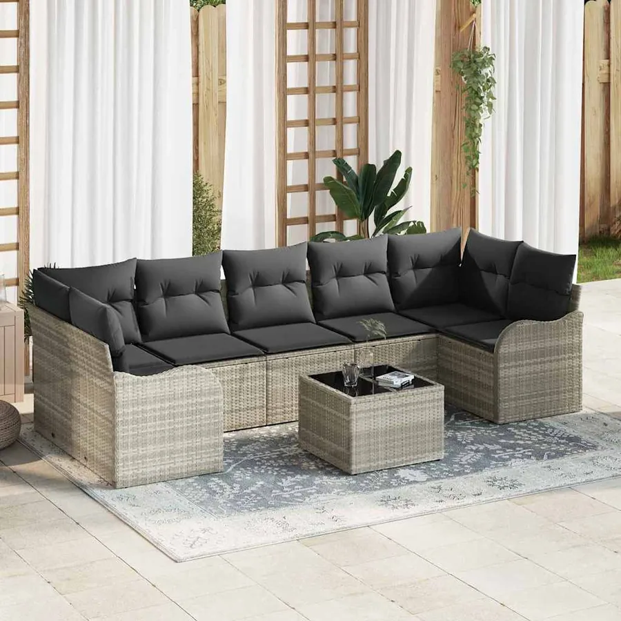 Ensemble de canapé de jardin 8 pcs Gris clair et gris foncé