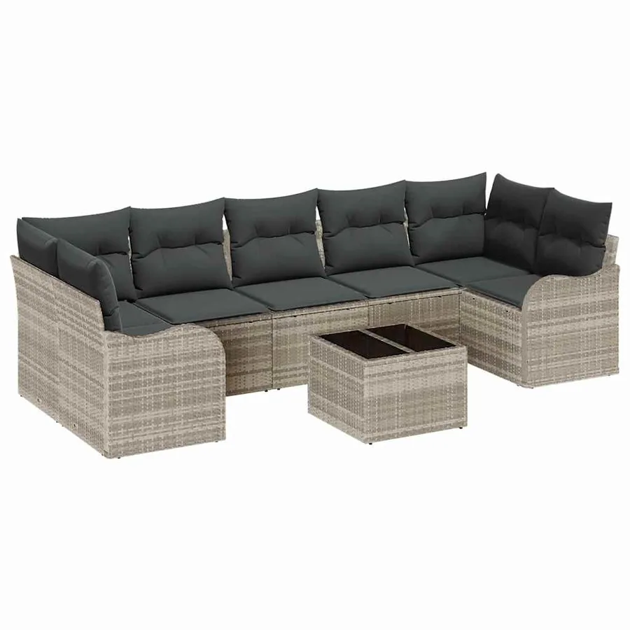 Ensemble de canapé de jardin 8 pcs Gris clair et gris foncé - 2