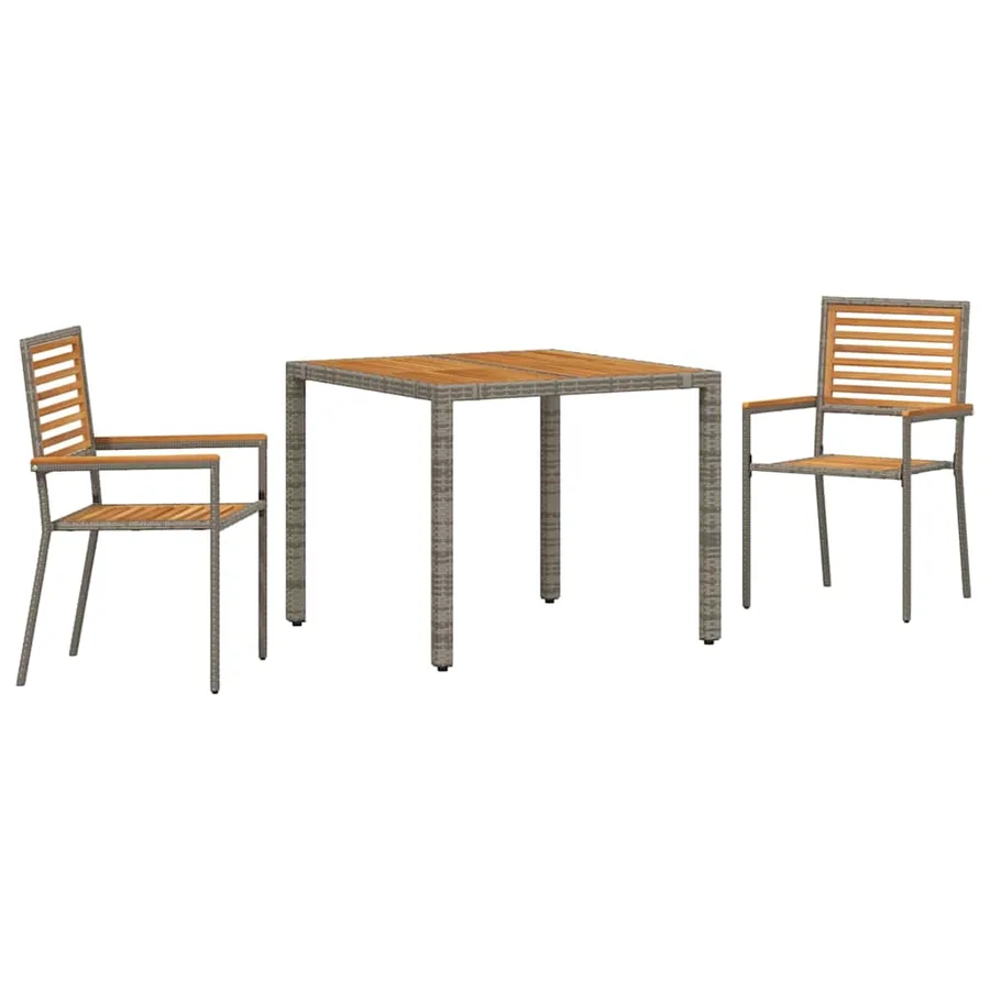 Ensemble de salle à manger pour jardin 3 pcs Gris et marron - 2
