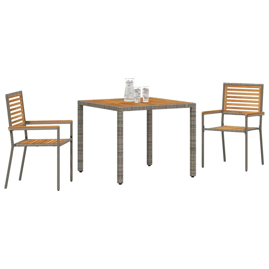 Ensemble de salle à manger pour jardin 3 pcs Gris et marron - 3