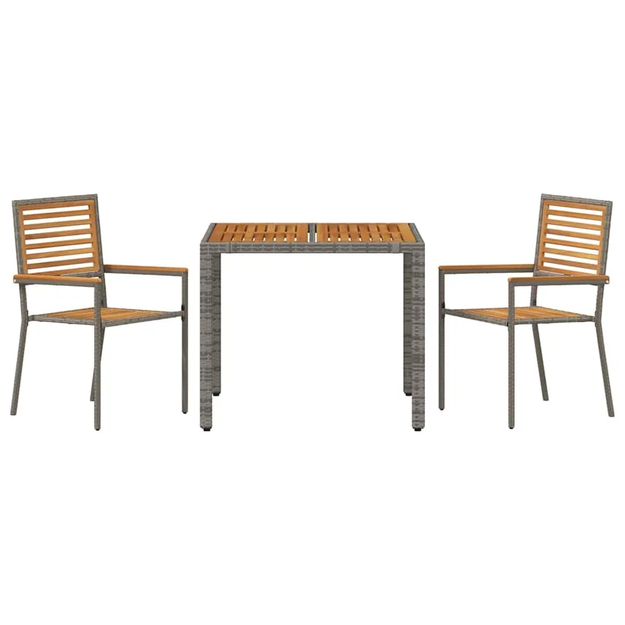 Ensemble de salle à manger pour jardin 3 pcs Gris et marron - 7