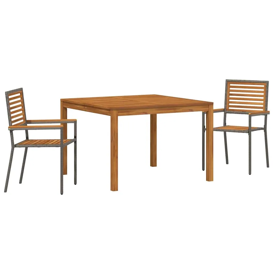 Ensemble de salle à manger pour jardin 3 pcs Gris - 2