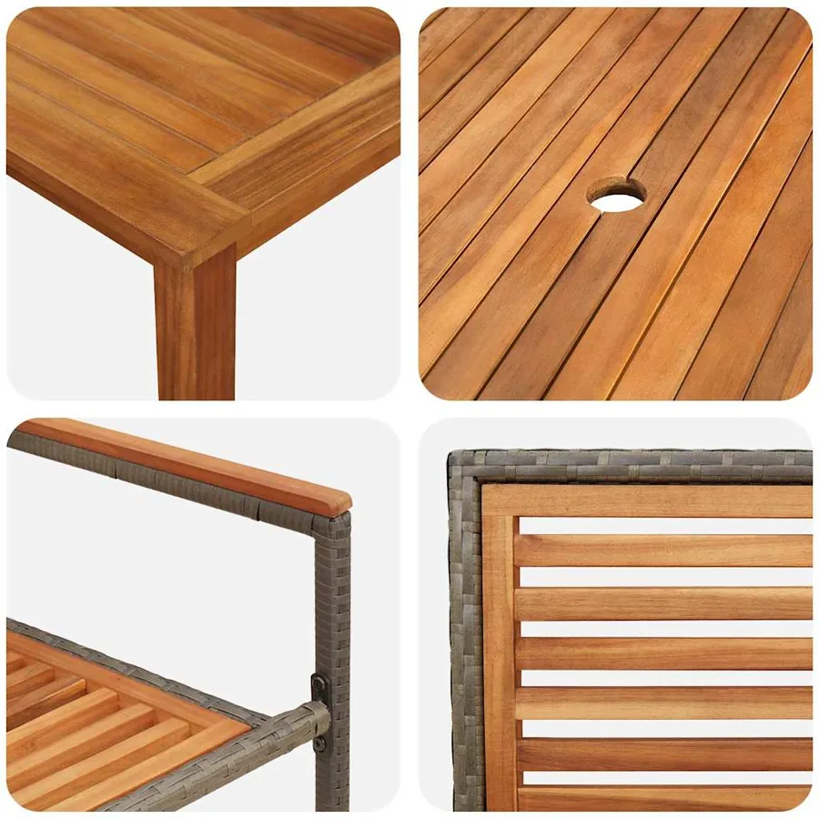 Ensemble de salle à manger pour jardin 5 pcs Gris - 9