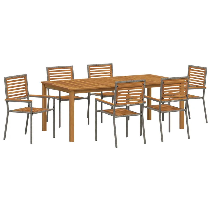 Ensemble de salle à manger pour jardin 7 pcs Gris - 2