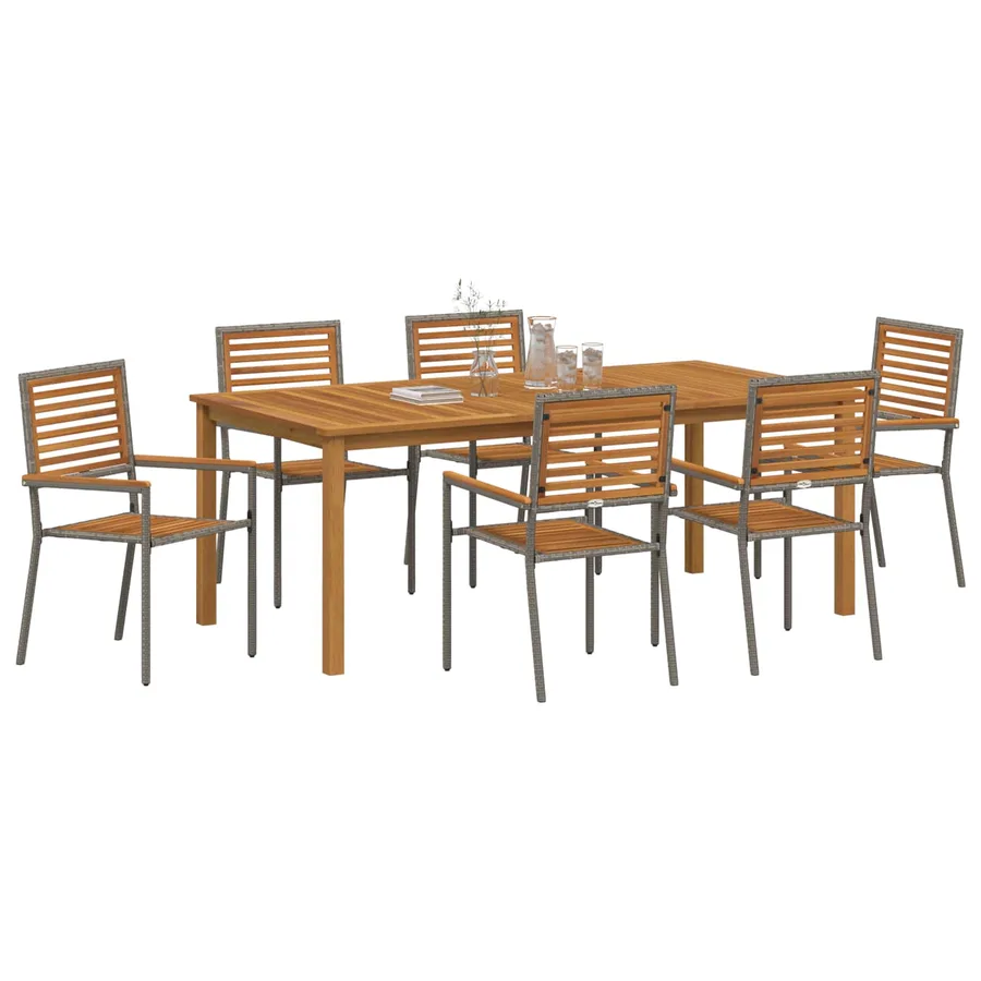 Ensemble de salle à manger pour jardin 7 pcs Gris - 3