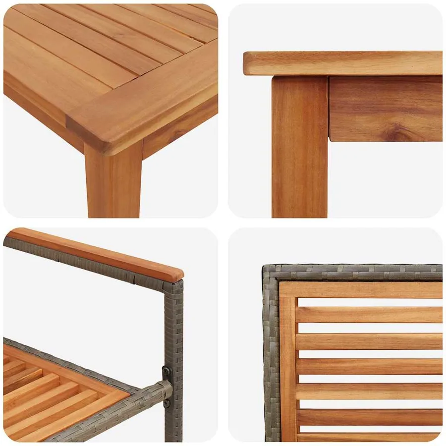 Ensemble de salle à manger pour jardin 9 pcs Gris - 9