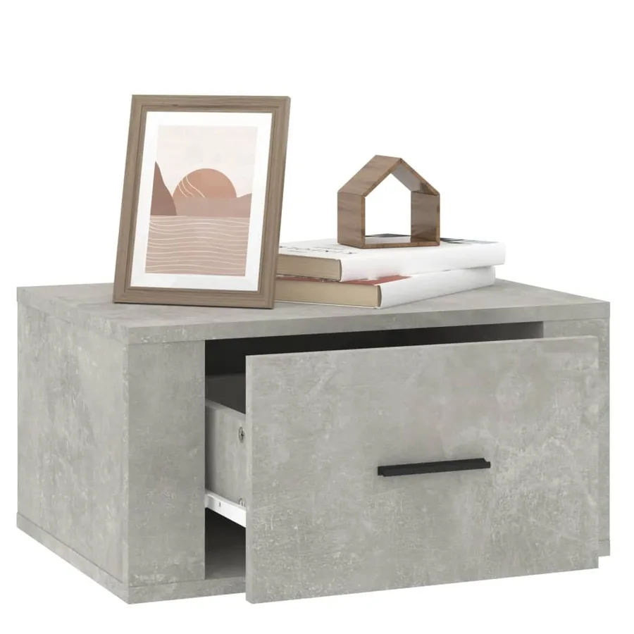 Table de chevet murale Gris béton 50x36x25 cm - 5