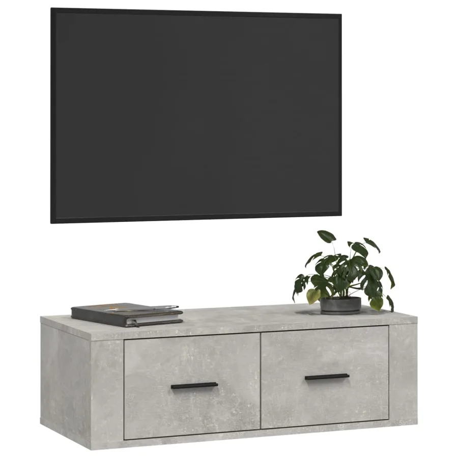 Meuble TV suspendu Gris béton 80x36x25 cm Bois d'ingénierie - 4