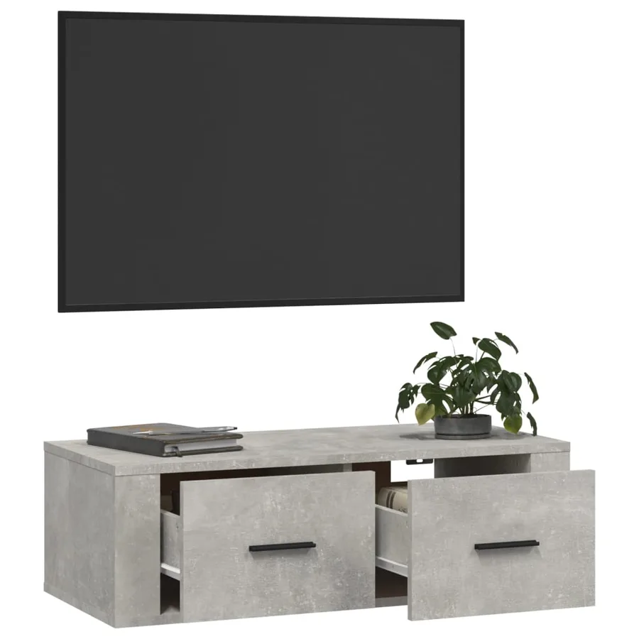 Meuble TV suspendu Gris béton 80x36x25 cm Bois d'ingénierie - 5