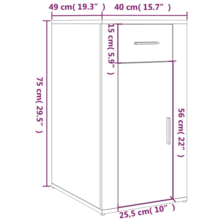 Armoire de bureau Sonoma gris 40x49x75 cm Bois d'ingénierie - 11