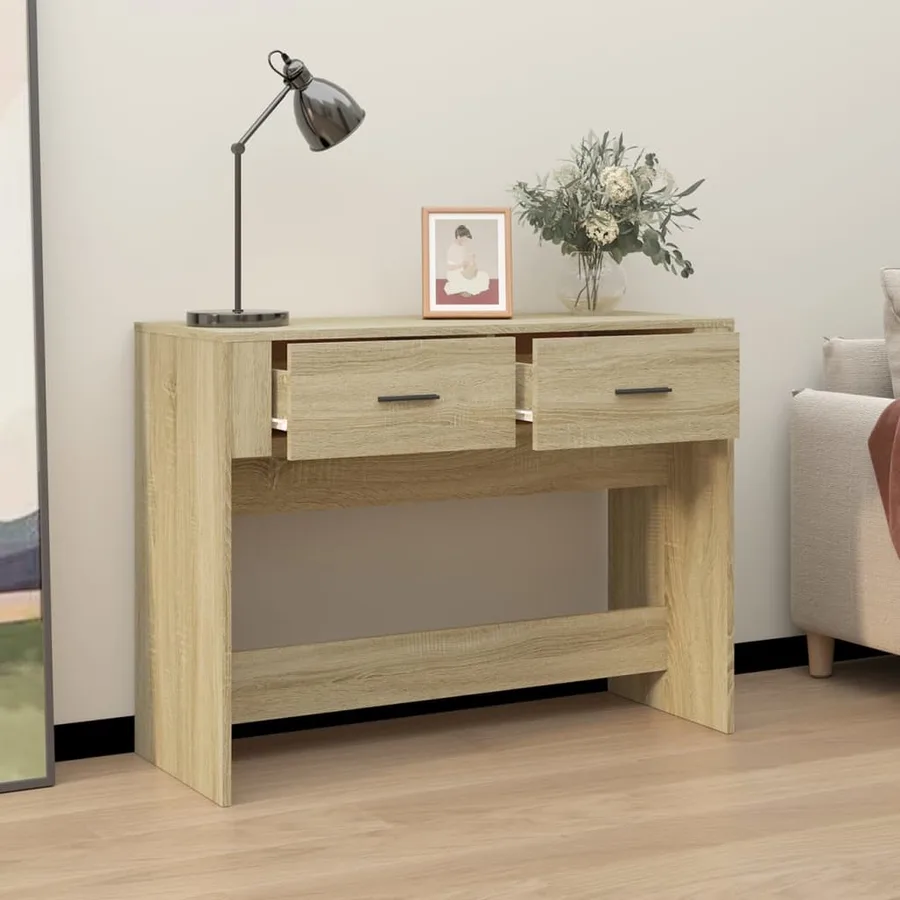 Table console Chêne sonoma 100x39x75 cm Bois d'ingénierie - 3