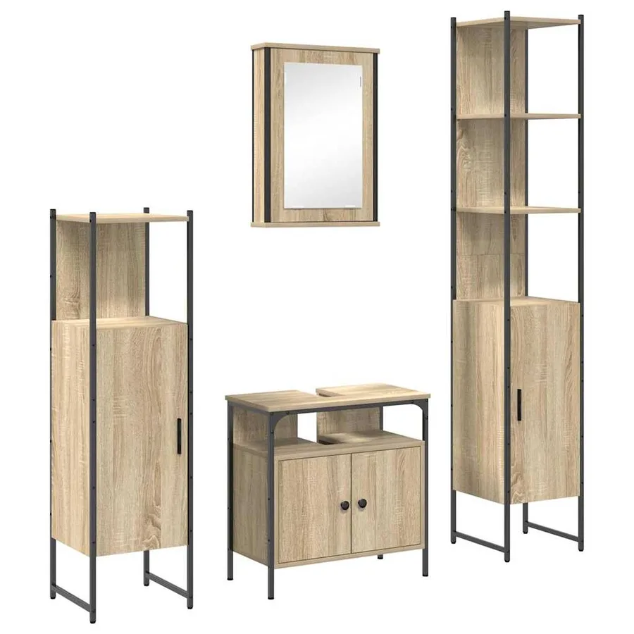 Ensemble de mobilier de salle de bain 4 pcs Chêne Sonoma - 2