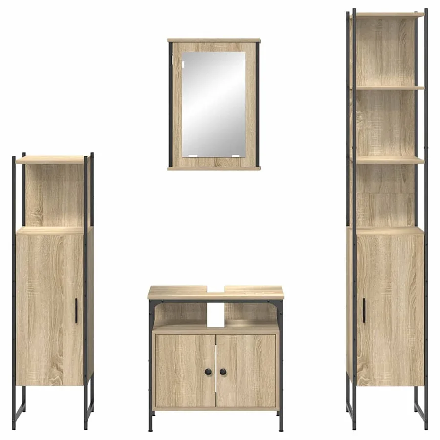 Ensemble de mobilier de salle de bain 4 pcs Chêne Sonoma - 9