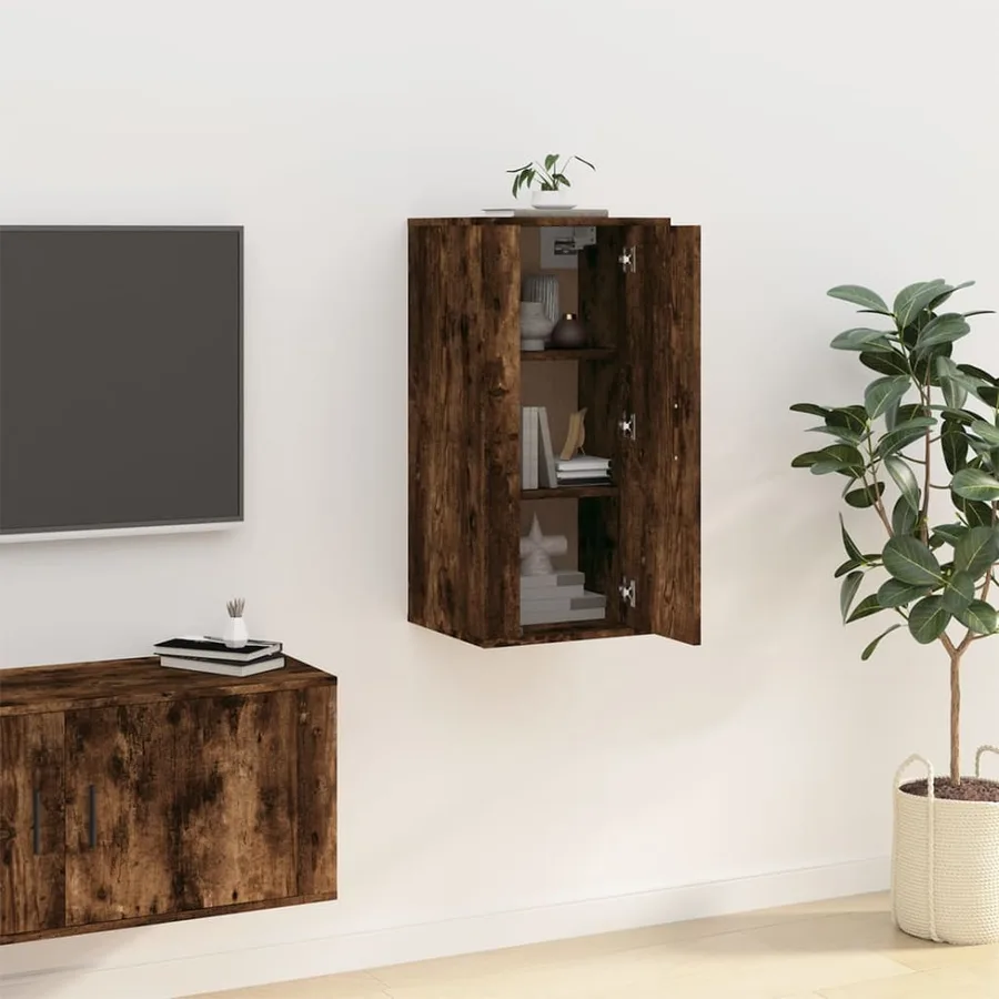 Meuble TV mural Chêne fumé 40x34,5x80 cm - 3