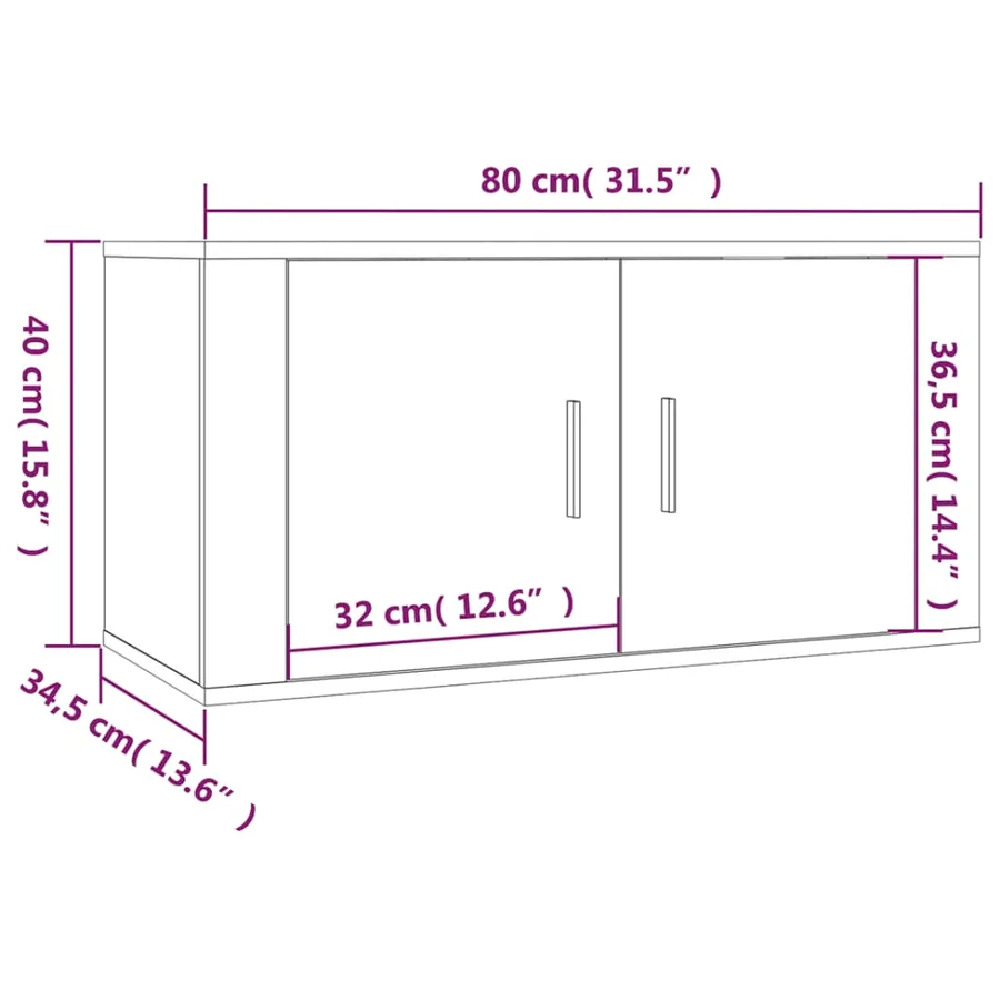 Meuble TV mural Gris béton 80x34,5x40 cm - 11