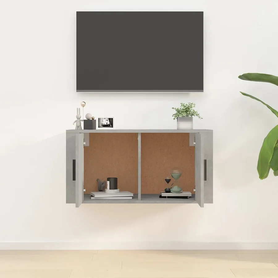 Meuble TV mural Gris béton 80x34,5x40 cm - 3