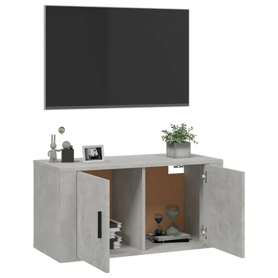 Meuble TV mural Gris béton 80x34,5x40 cm - 9