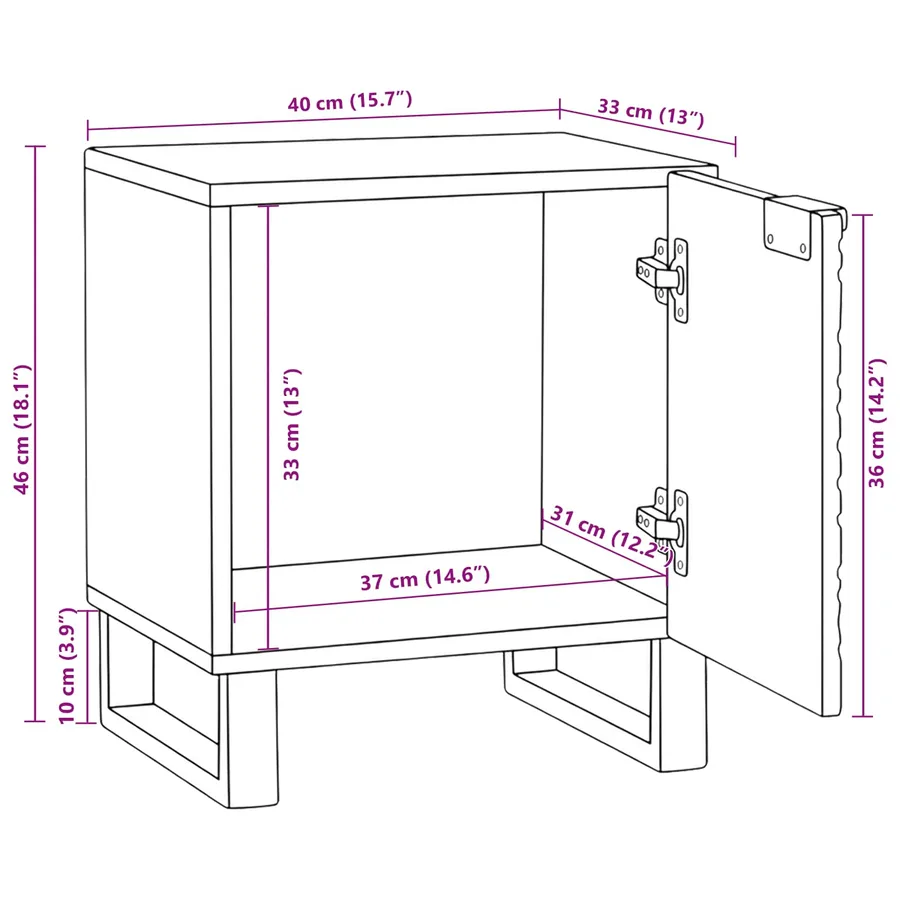 Table de chevet Noyer 40 x 33 x 46 cm Bois d'ingénierie - 11