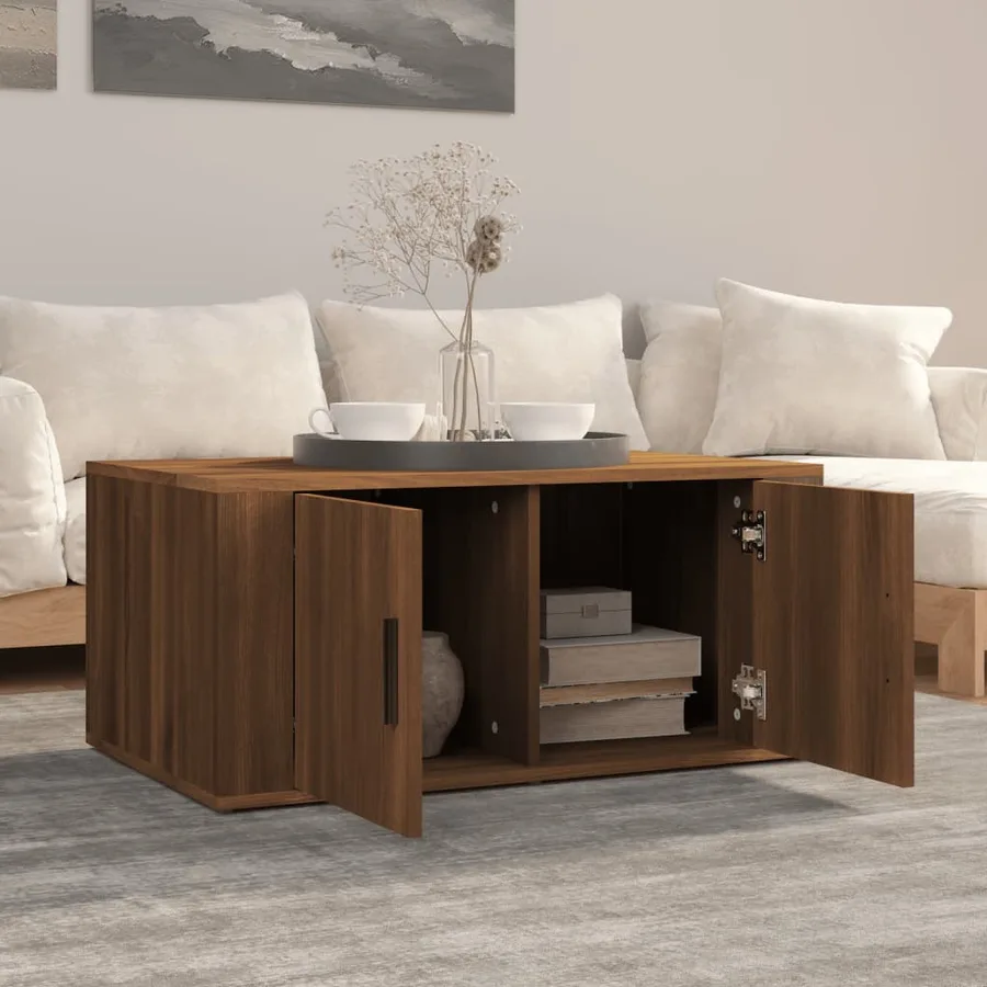 Table basse Chêne marron 80x50x36 cm Bois d'ingénierie - 3
