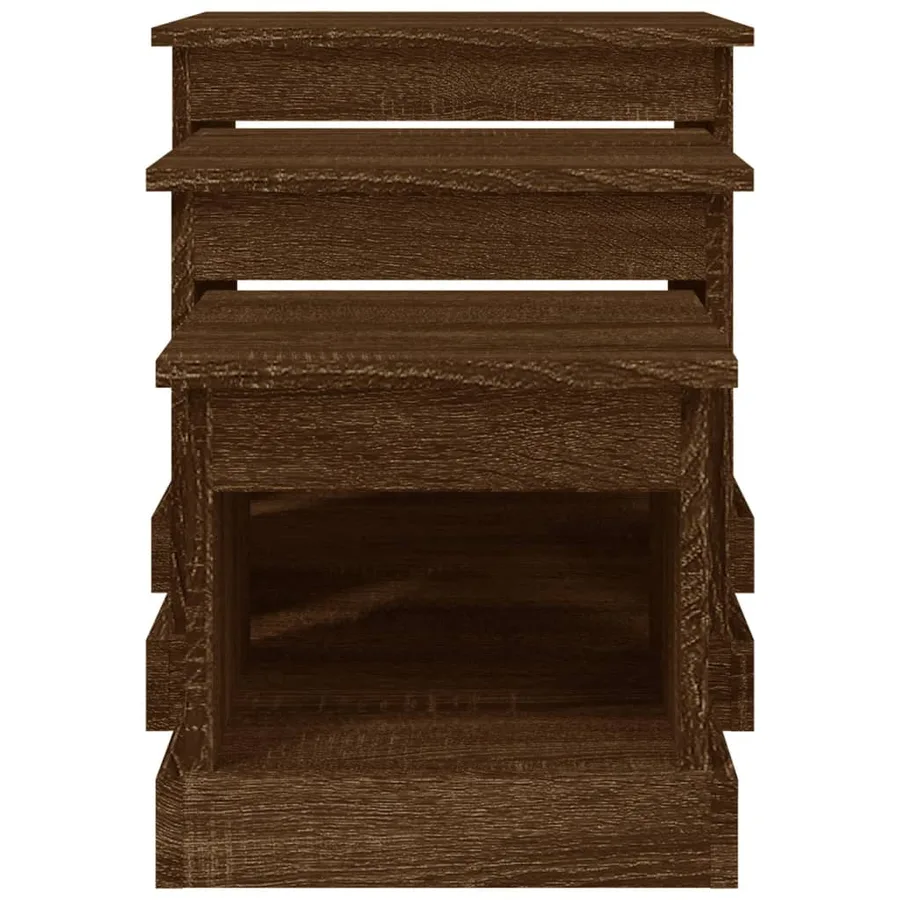 Tables basses 3 pcs chêne marron bois d'ingénierie - 6