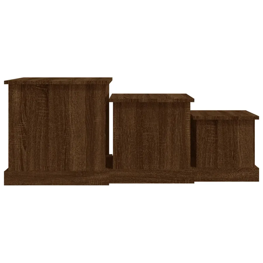 Tables basses 3 pcs chêne marron bois d'ingénierie - 7