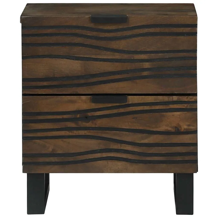 Table de chevet Noyer 40 x 33 x 46 cm Bois d'ingénierie - 4