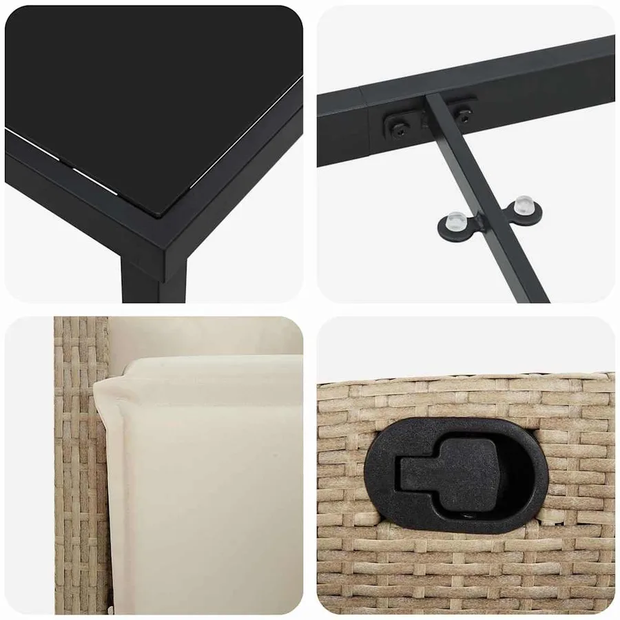 Ensemble de salle à manger pour jardin 5 pcs Beige polyrotin - 9