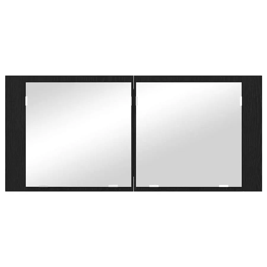 Cabinet Miroir LED avec étagère Chêne noir 100 x 12 x 45 cm - 7