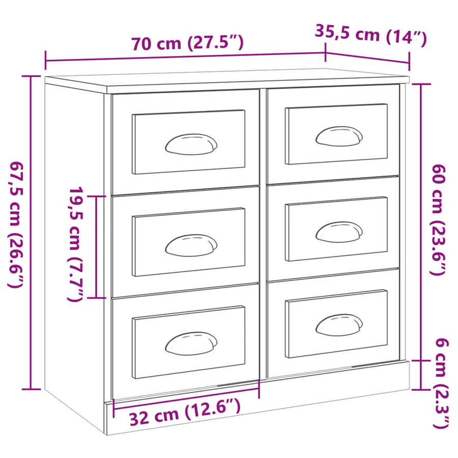 Buffet blanc brillant 70x35,5x67,5 cm bois d'ingénierie - 10