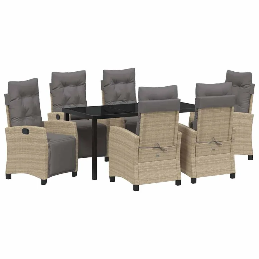 Ensemble de salle à manger pour jardin 7 pcs Beige polyrotin - 2
