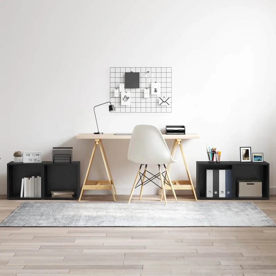 Ensemble meuble TV Montage mural 4 pcs Noir 37 x 35 x 37,5 cm