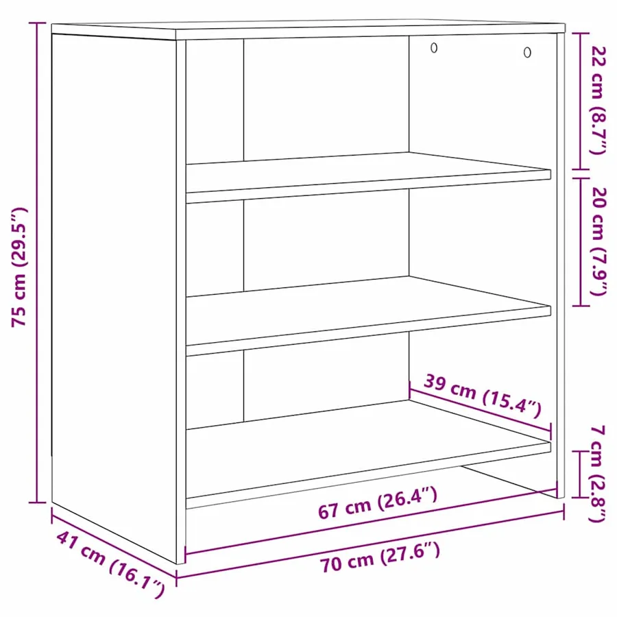 Buffet Marron 70 x 41 x 75 cm Bois d'ingénierie - 12