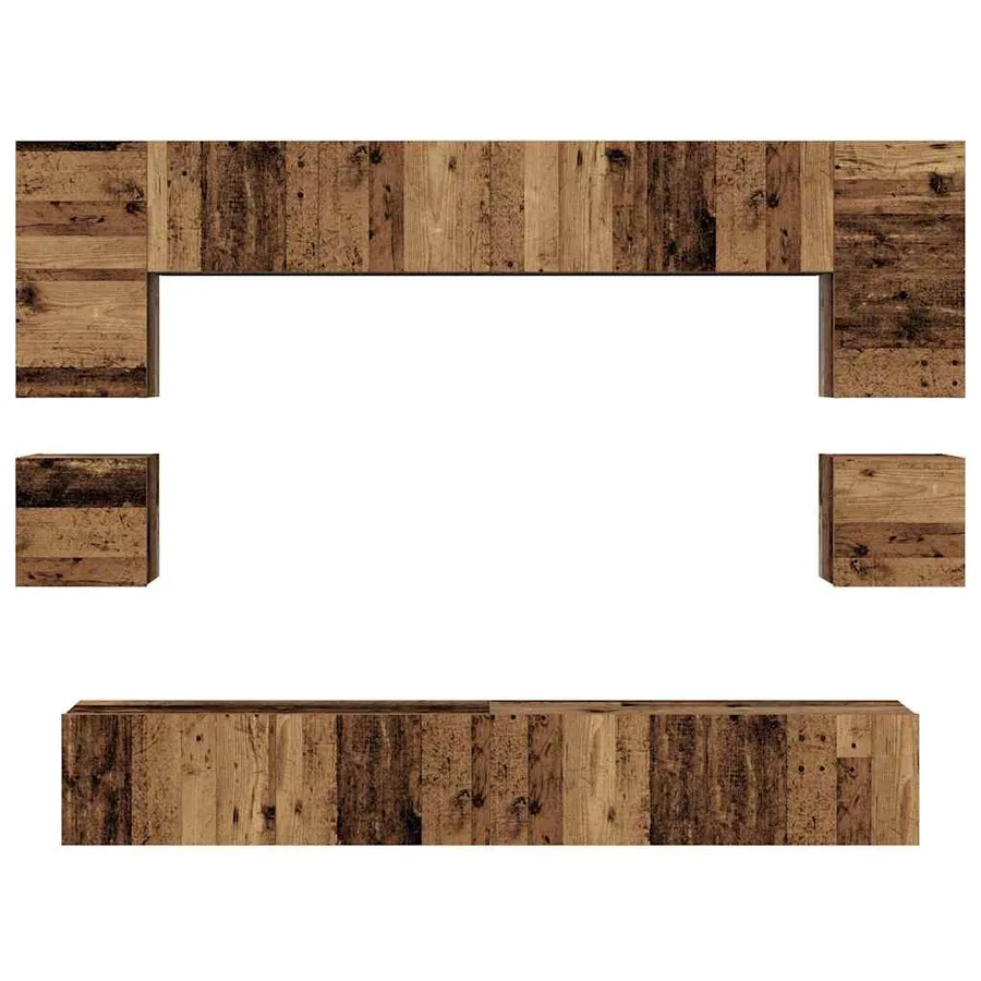 Ensemble meuble TV 8 pcs Bois Ancien Bois d'ingénierie - 9