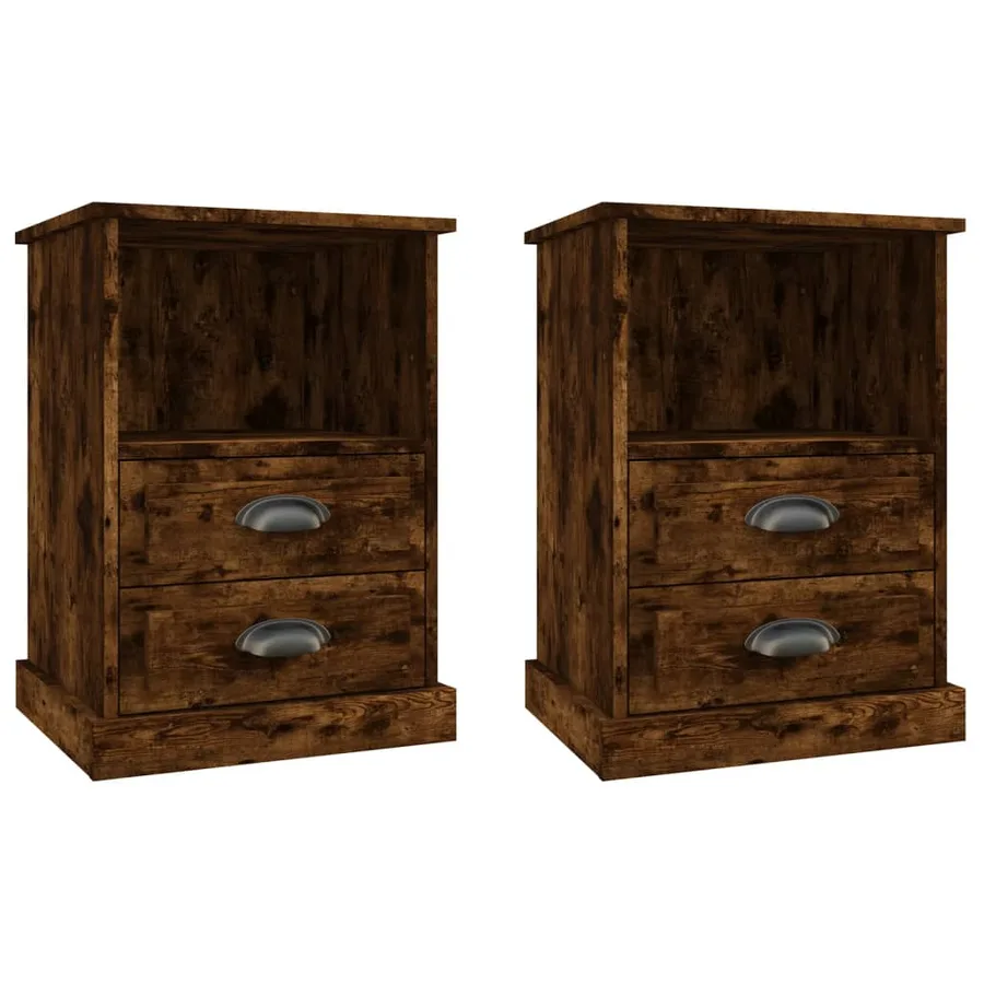 Tables de chevet 2 pcs chêne fumé 43x36x60 cm - 2