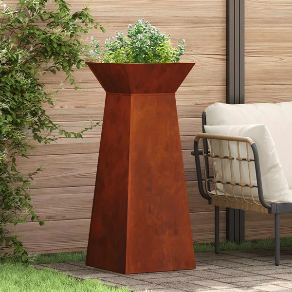 Jardinière à pilier 2 pc Rouillé 40 x 40 x 100 cm